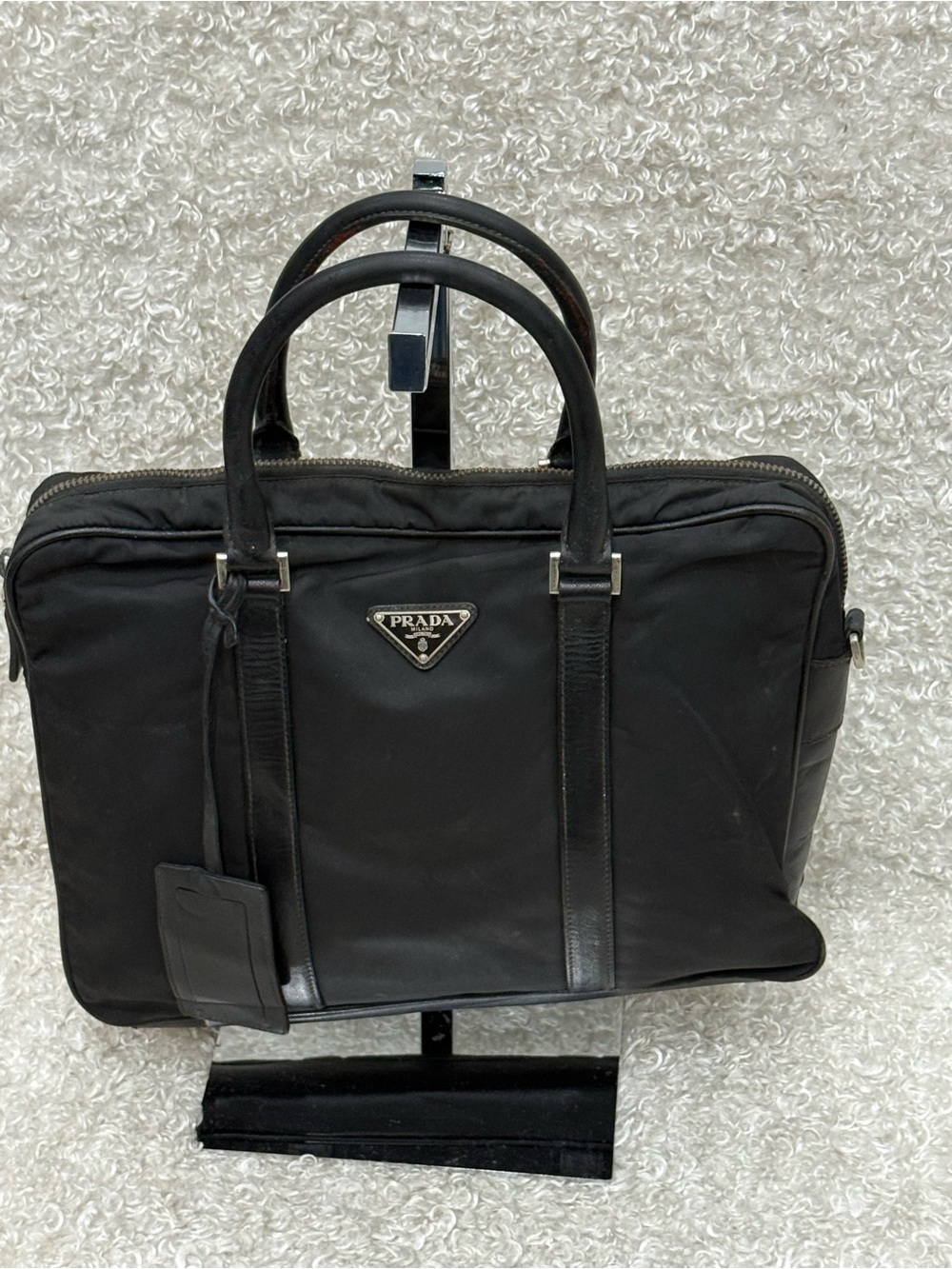 PRADA - Black Nylon Leather Business Bag